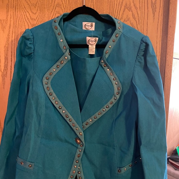 Aqua Blue 3 piece jacket tank skirt.. - Picture 1 of 7